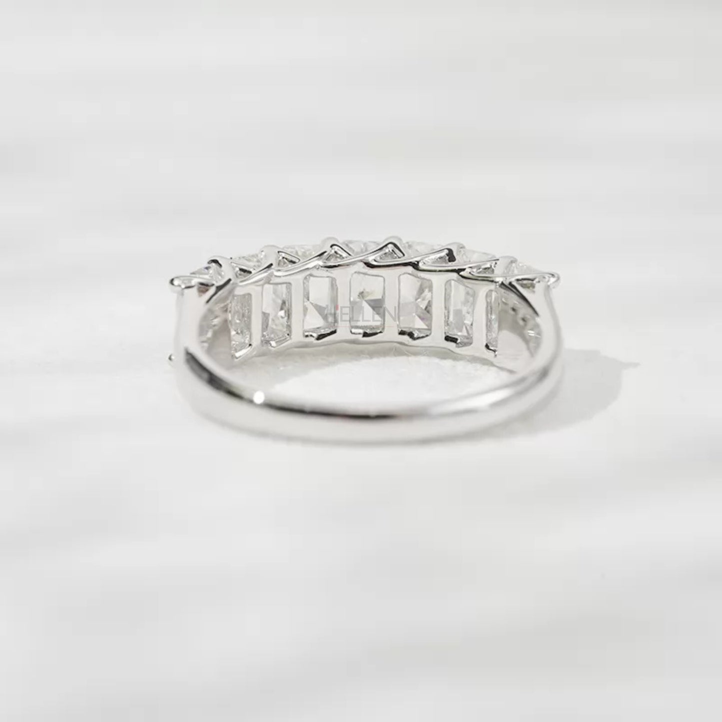 Radiant Cut  Moissanite Sterling 925 Half Eternity Band