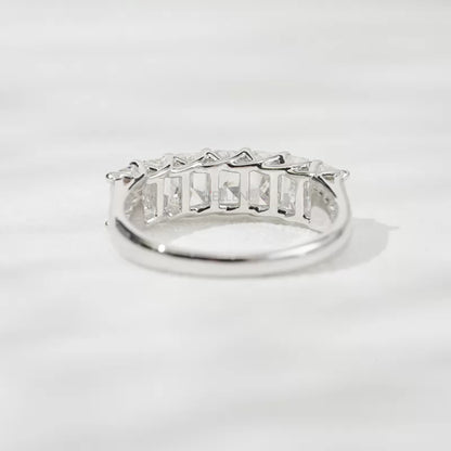 Radiant Cut  Moissanite Sterling 925 Half Eternity Band