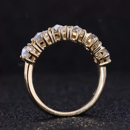 Rose Cut Moissanite Band with Unique Upside Down Setting.