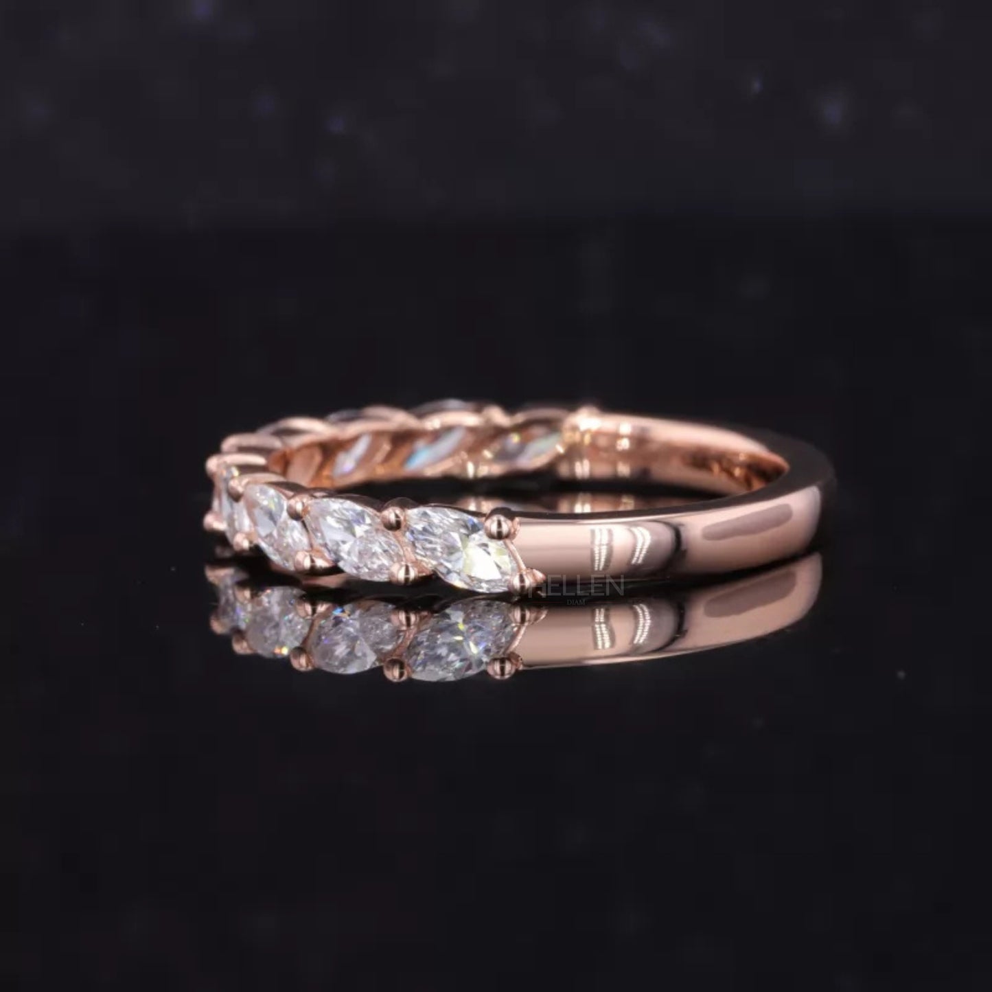 Half Eternity Band With Marquise Shape Moissanite