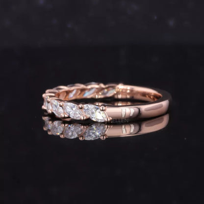 Half Eternity Band With Marquise Shape Moissanite