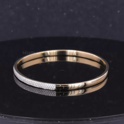 Round Cut Three-Line Moissanite Band Style Bangle Bracelet