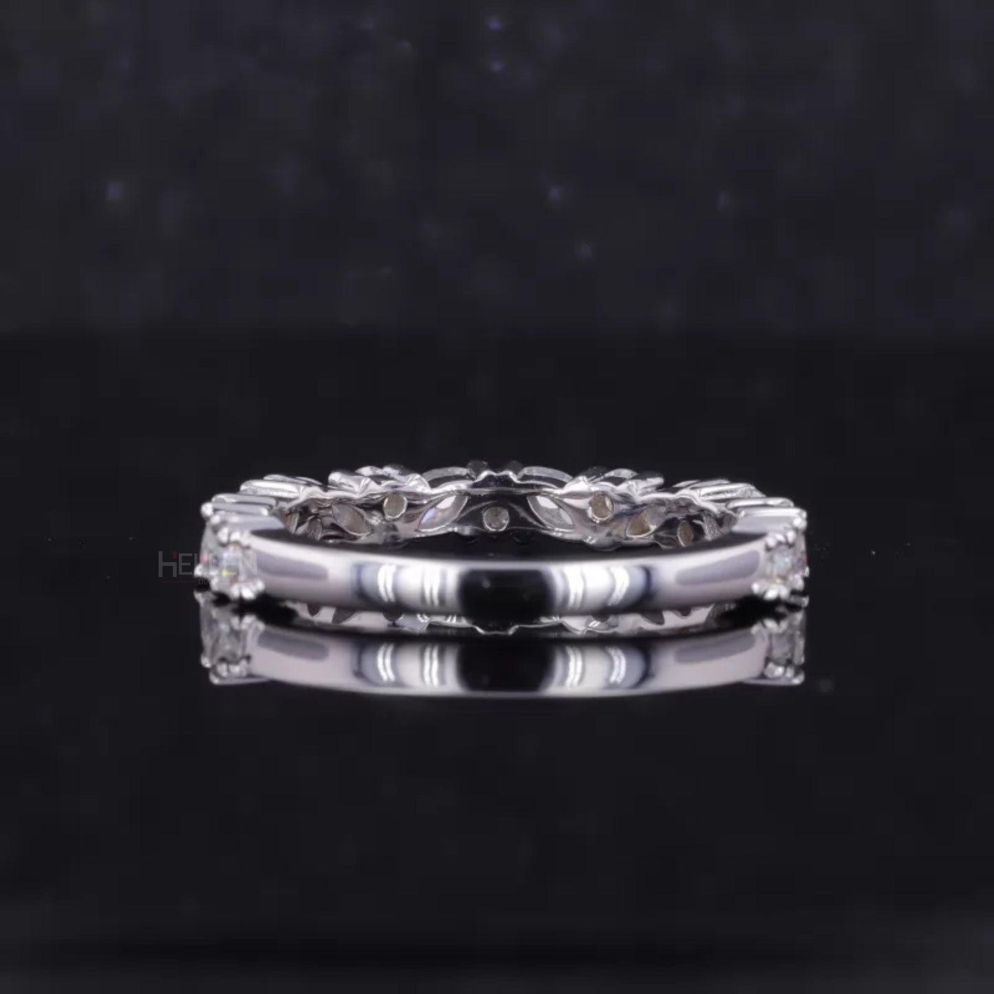 Marquise and Round Cut Moissanite Wedding Ring
