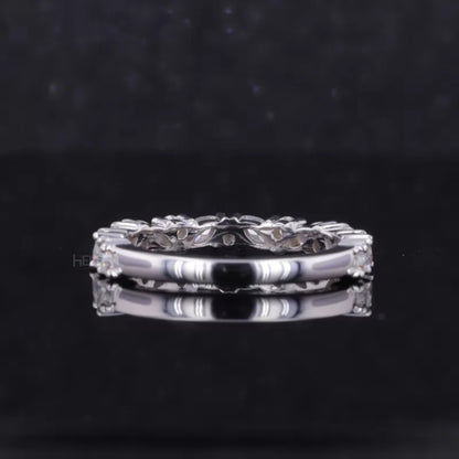 Marquise and Round Cut Moissanite Wedding Ring