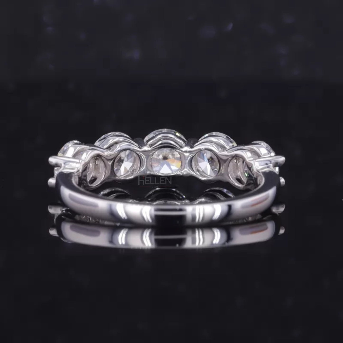 Five stone Round Cut Moissanite Anniversary Band