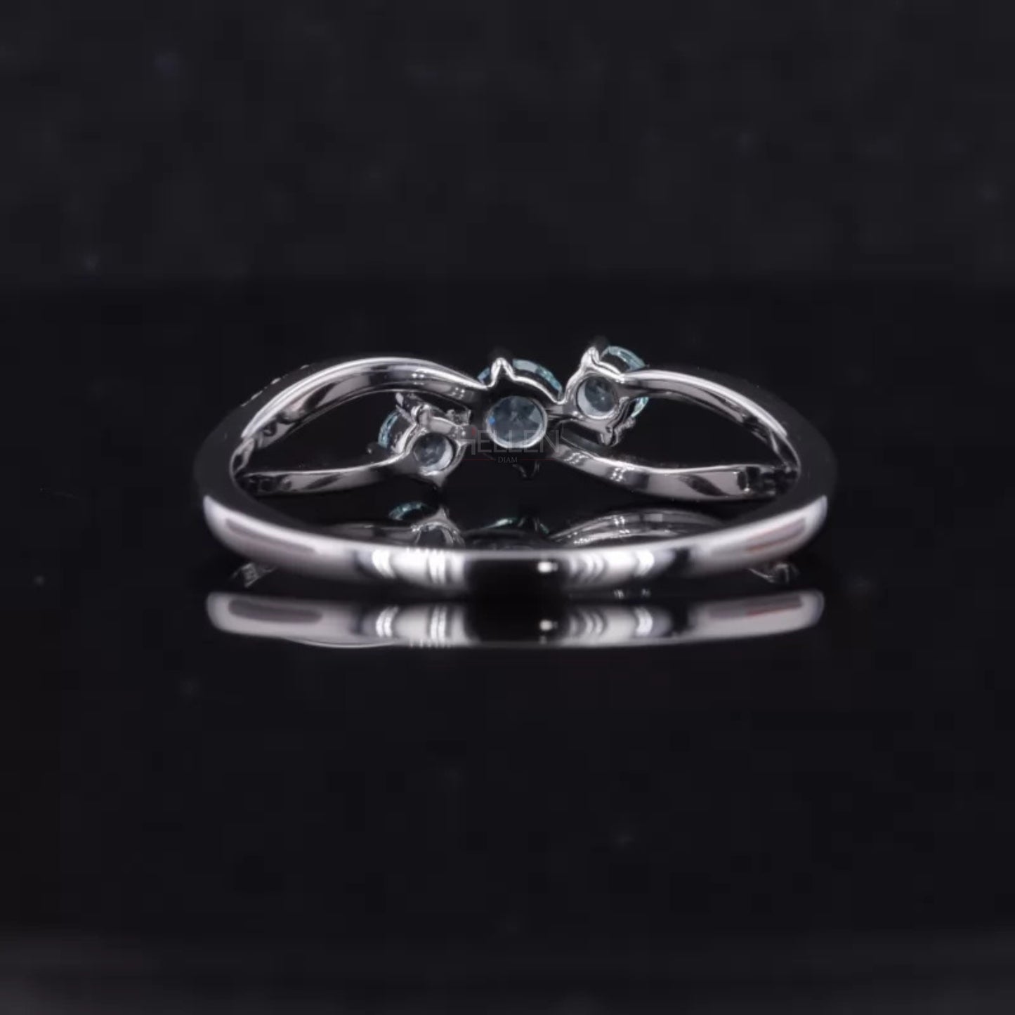 Aquamarine Round Cut Gemstone and Round Cut Moissanite 3 stone Ring