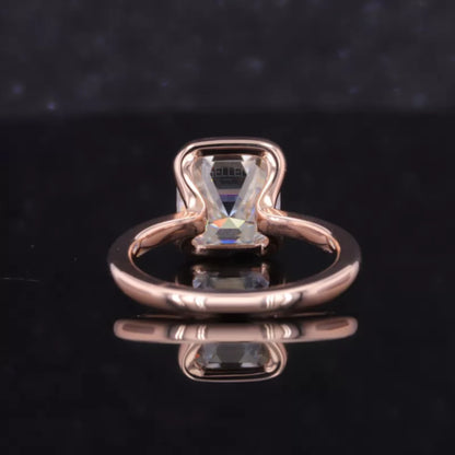 Asscher Cut Moissanite  Solitaire Engagement Ring With Unique setting
