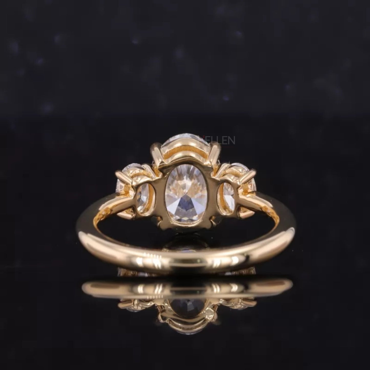 3 Stone Oval Moissanite Engagement Ring in Sterling Silver