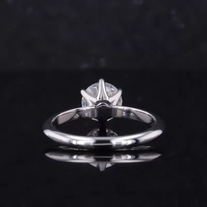 Round Cut Solitaire Moissanite Crown Setting Engagement Ring