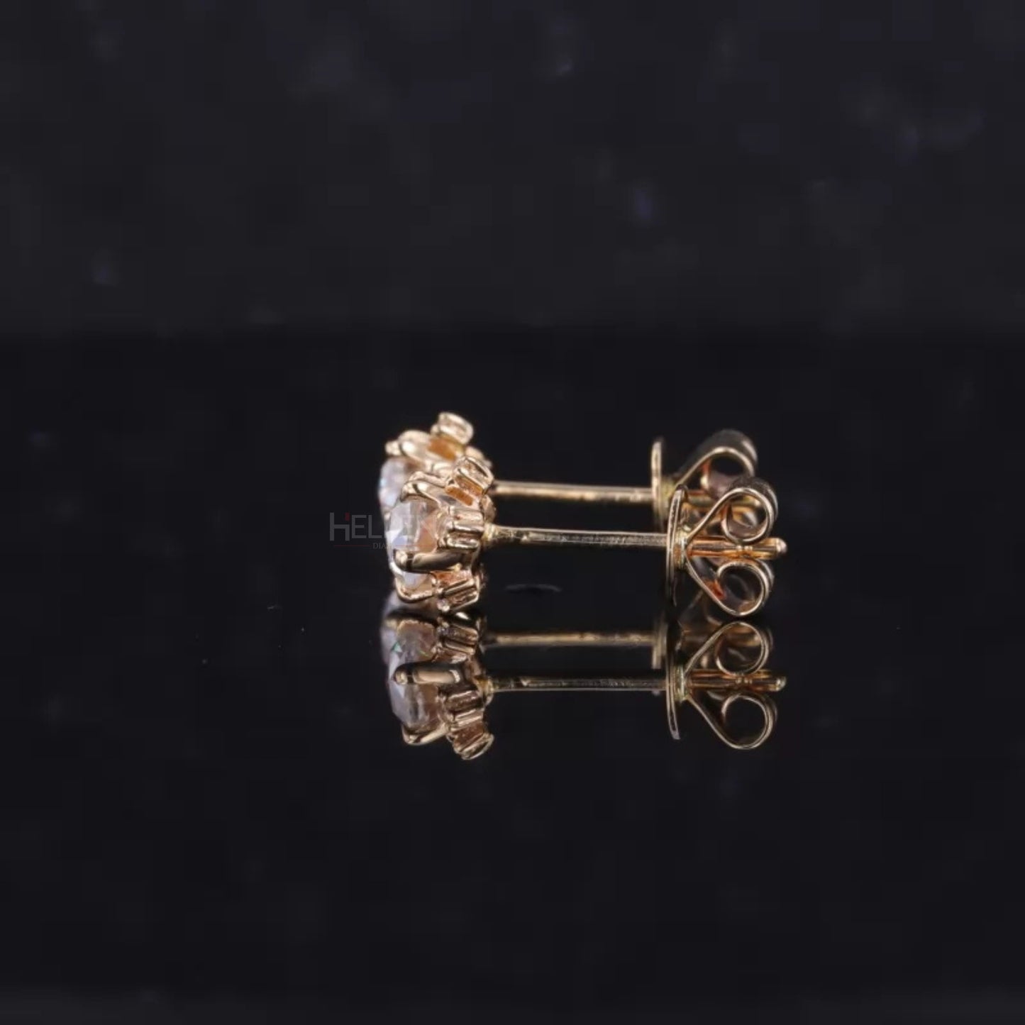 Dainty Snow Inspired Round Rose Cut Moissanite Studs