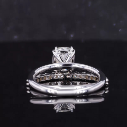 Cushion Solitaire Ring with Stackable Half Eternity Band