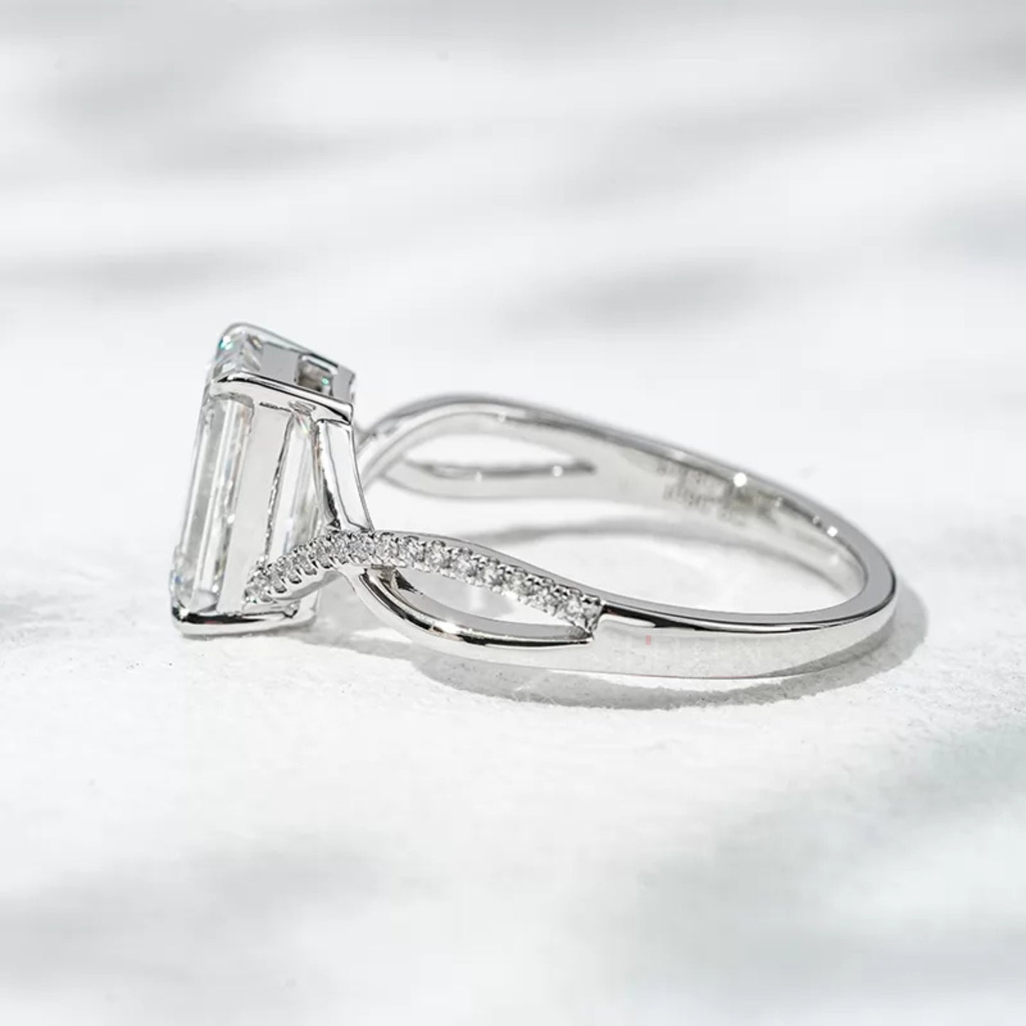 Emerald Solitaire With Crossed Shank Wedding Ring