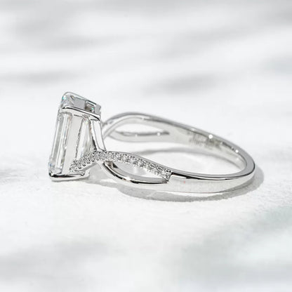 Emerald Solitaire With Crossed Shank Wedding Ring