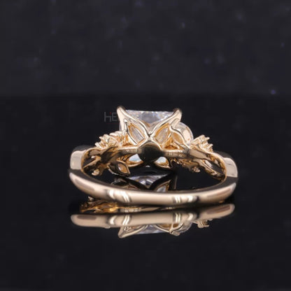 Solitaire Princess Antique Shank Engagement Ring