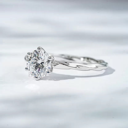 Solitaire Round Cut Moissanite Engagement Ring with Twisted Shank