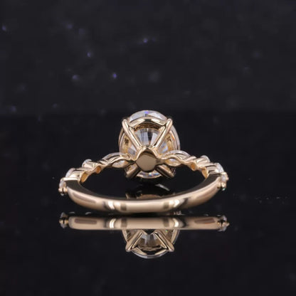 Oval Cut Solitaire with Marquise & Round Moissanite Band Ring