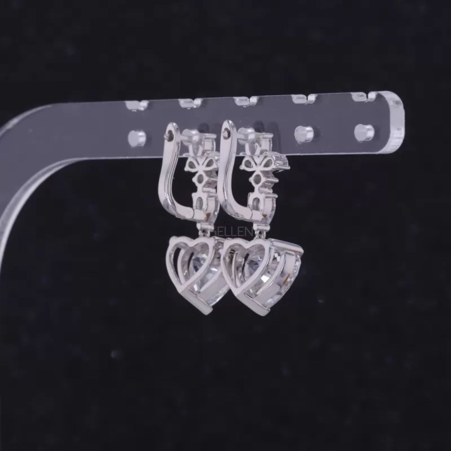 Heart Cut Moissanite Drop Earrings - Elegant Sterling Silver Dangle Earrings