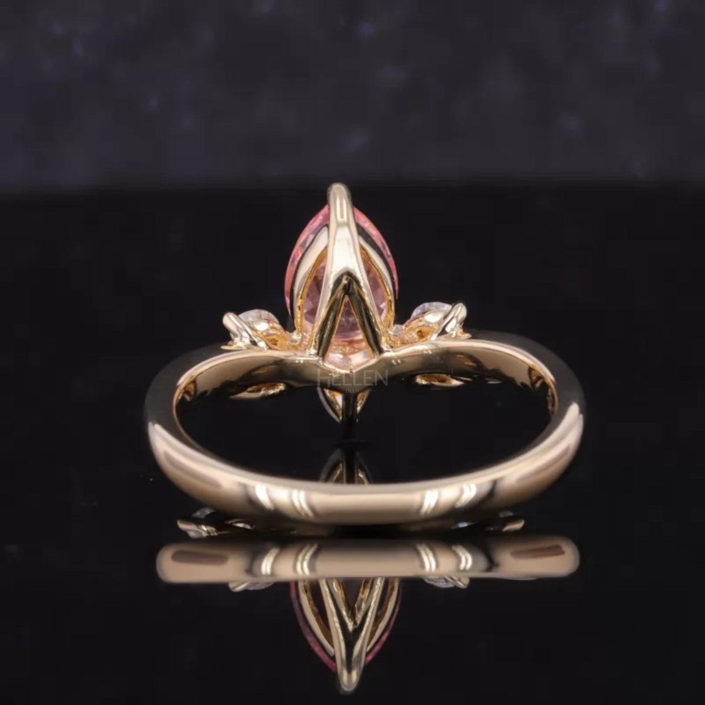 Pink Sapphire Pear Cut Gemstone & Moissanite Flower Proposal Ring