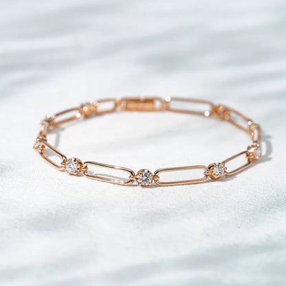 Dazzling Paper Clip Moissanite Linking Loose Bracelet