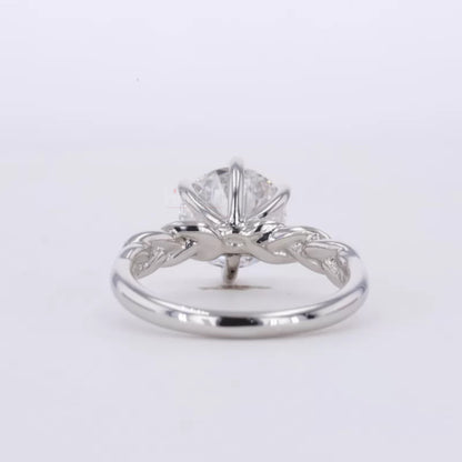 Twisted Shank Round Cut Moissanite Solitaire Engagement Ring