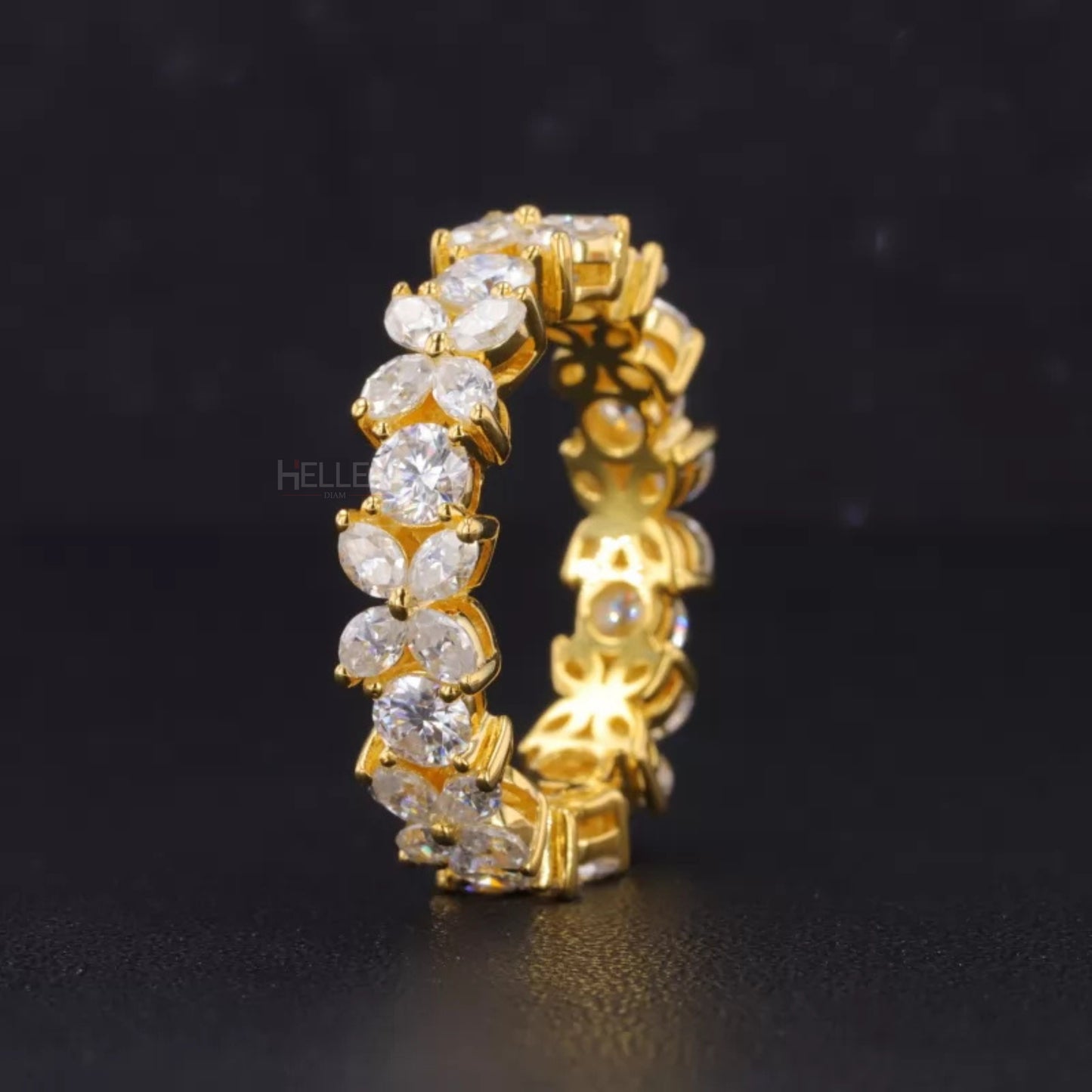 Marquise & Round Moissanite XO Eternity Wedding Band