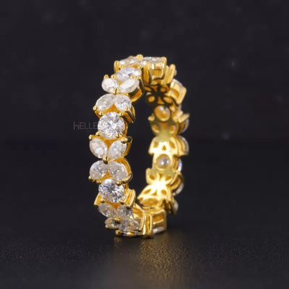 Marquise & Round Moissanite XO Eternity Wedding Band