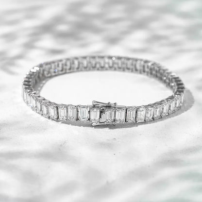 Emerald Cut Moissanite Essential Tennis Bracelet - 925 Sterling