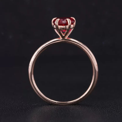 Red Heart Cut Garnet Solitaire Engagement Ring – Romantic Style