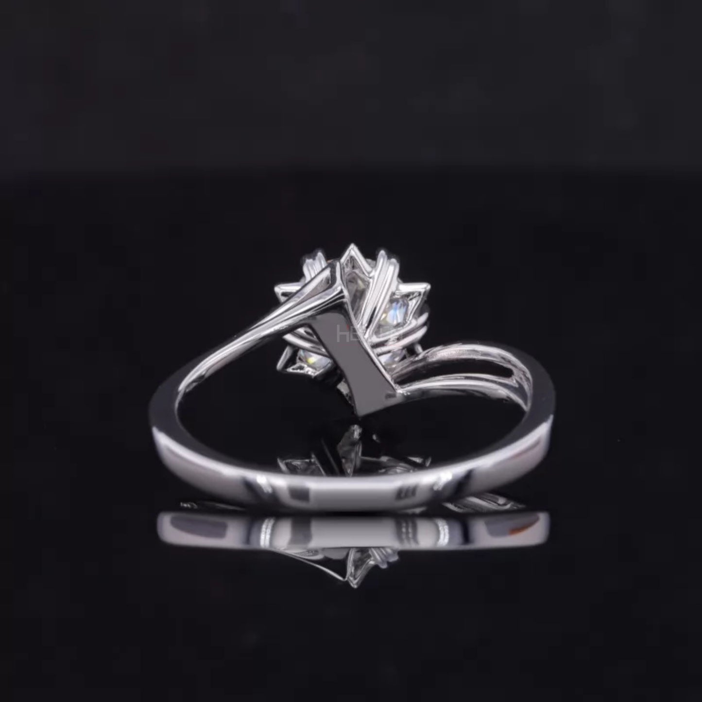 Floral Round Cut Moissanite Solitaire with Heart Prongs Ring