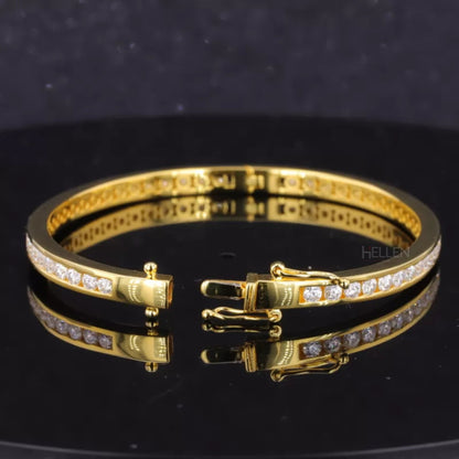 Gold Plated Moissanite Iconic Band Channel Setting Bracelet