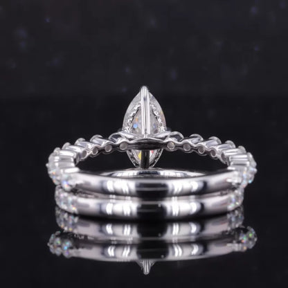 Marquise Solitaire Ring with Stackable Half-Round Eternity Band