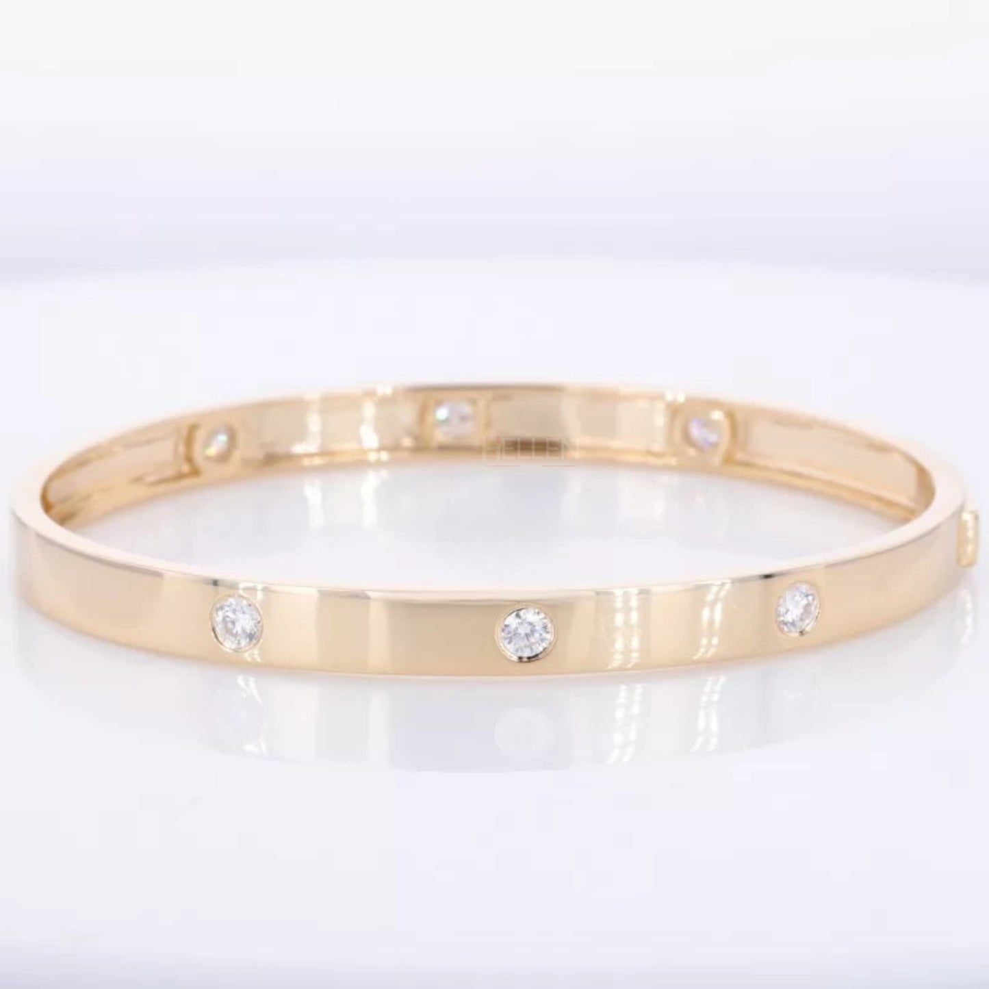 Gold-Plated Moissanite Iconic Band Bangle Bracelet