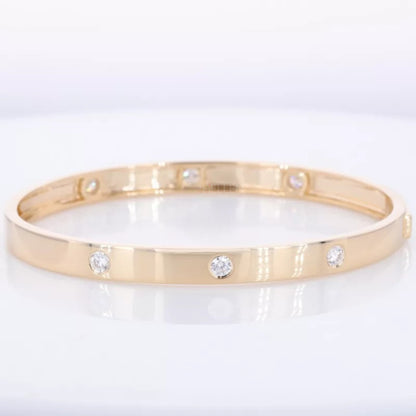 Gold-Plated Moissanite Iconic Band Bangle Bracelet