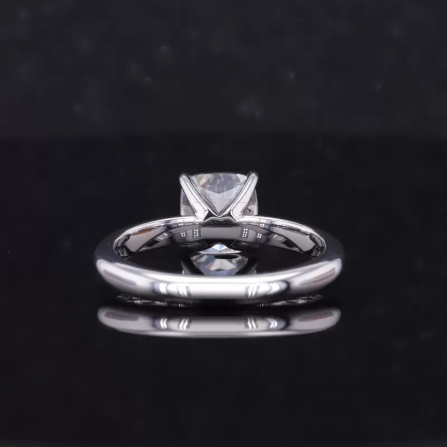 Cushion Cut Colourless Moissanite Solitaire Engagement Ring