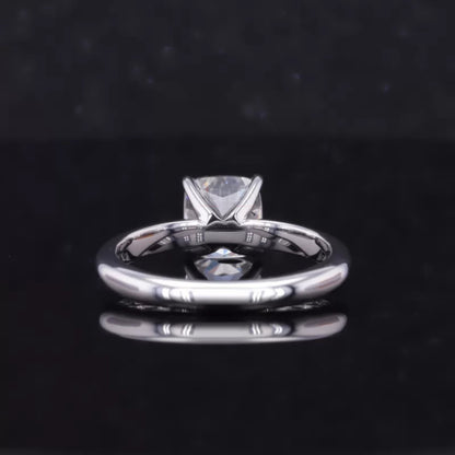 Cushion Cut Colourless Moissanite Solitaire Engagement Ring