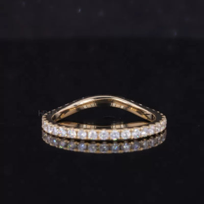 Round Cut Curved Moissanite Full Eternity Band suitable for staking