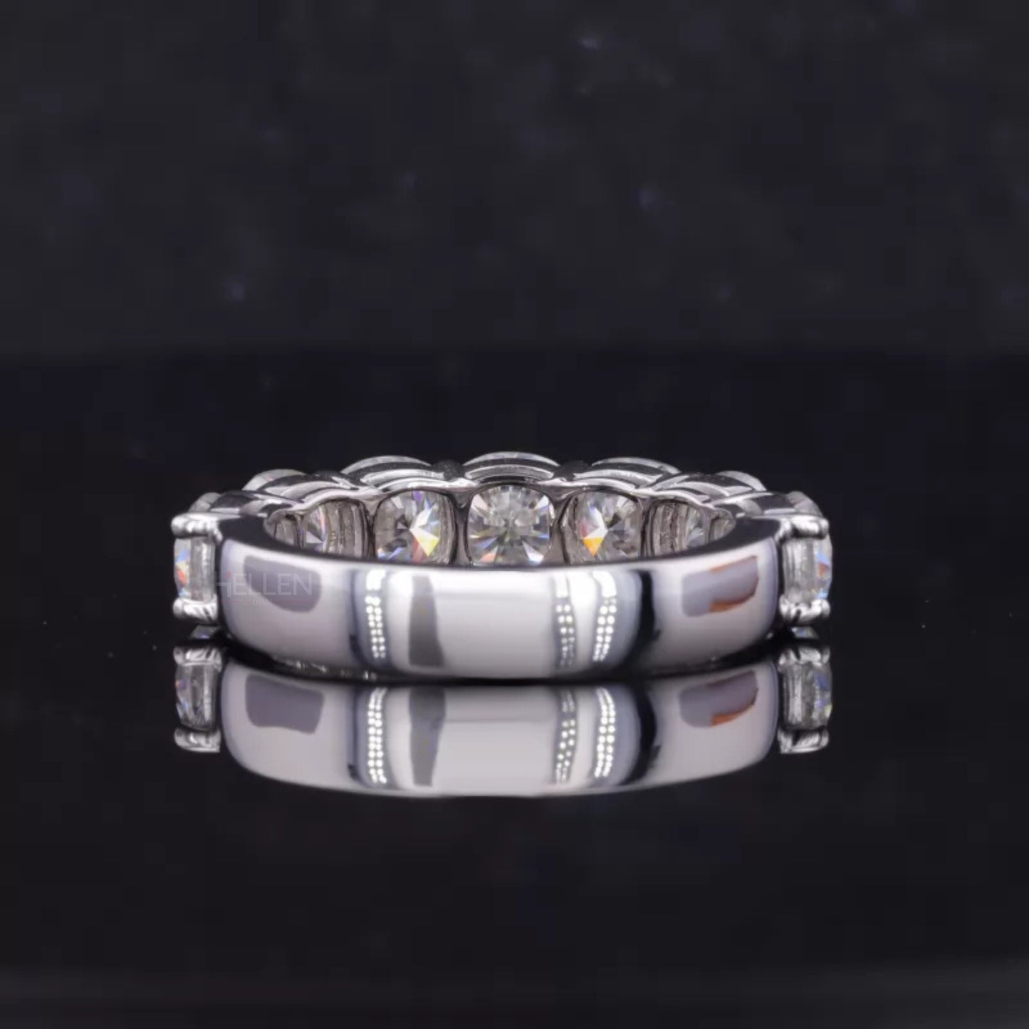 Round Cut Seven Stone Moissanite Wedding Band