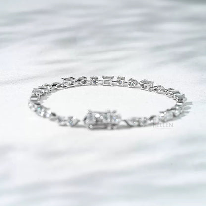 Exclusive Mixed Fancy Shaped Moissanite Tennis Bracelet