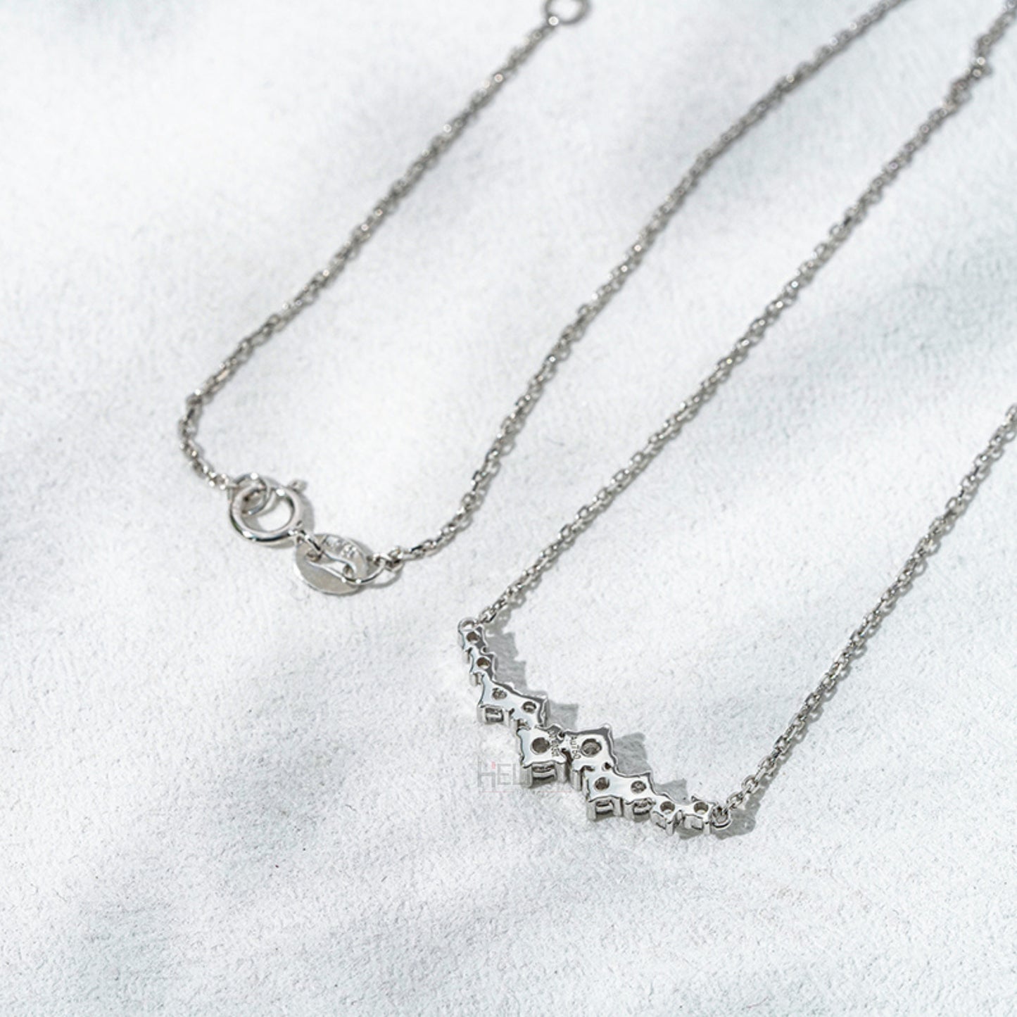 Uneven Round Moissanite Layered Necklace with Anker Chain