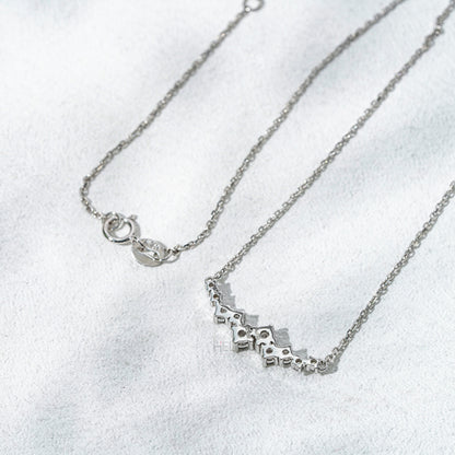 Uneven Round Moissanite Layered Necklace with Anker Chain