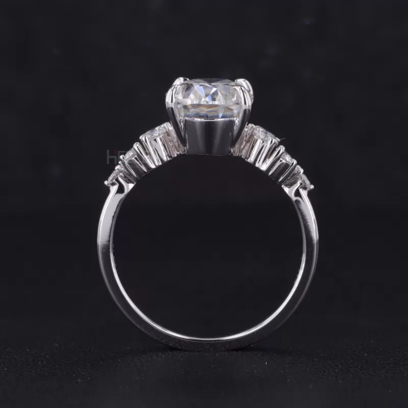 Oval Moissanite Solitaire vintage Dainty Cluster Ring