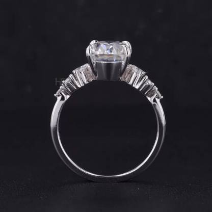 Oval Moissanite Solitaire vintage Dainty Cluster Ring