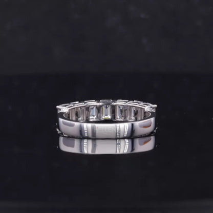 Emerald Cut  Moissanite Sterling 925 Anniversary Band
