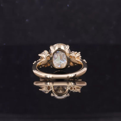 Modified Cut Oval Upside-Down Moissanite Engagement Ring