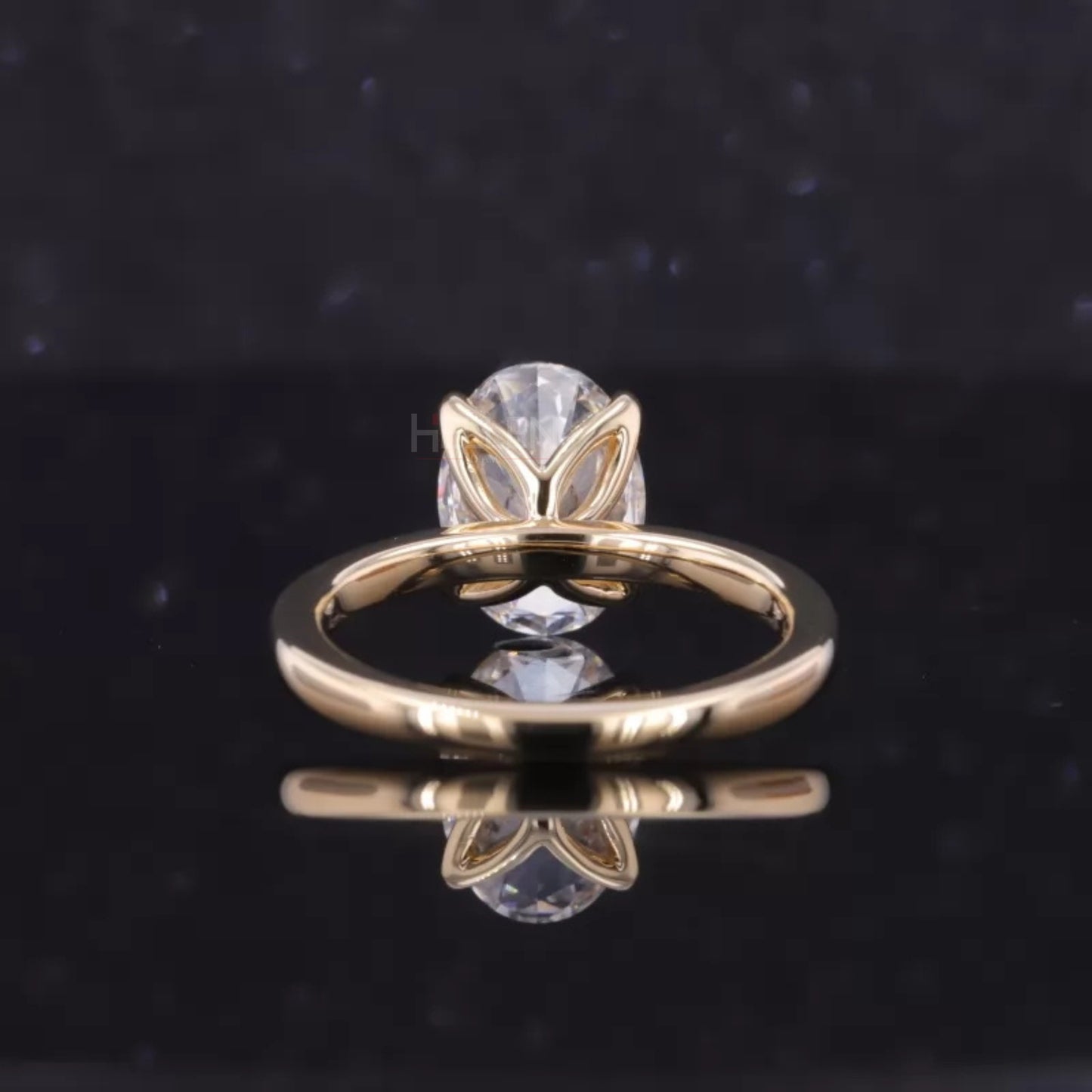 Tulip look Oval Cut Solitaire Moissanite Romantic Engagement Ring