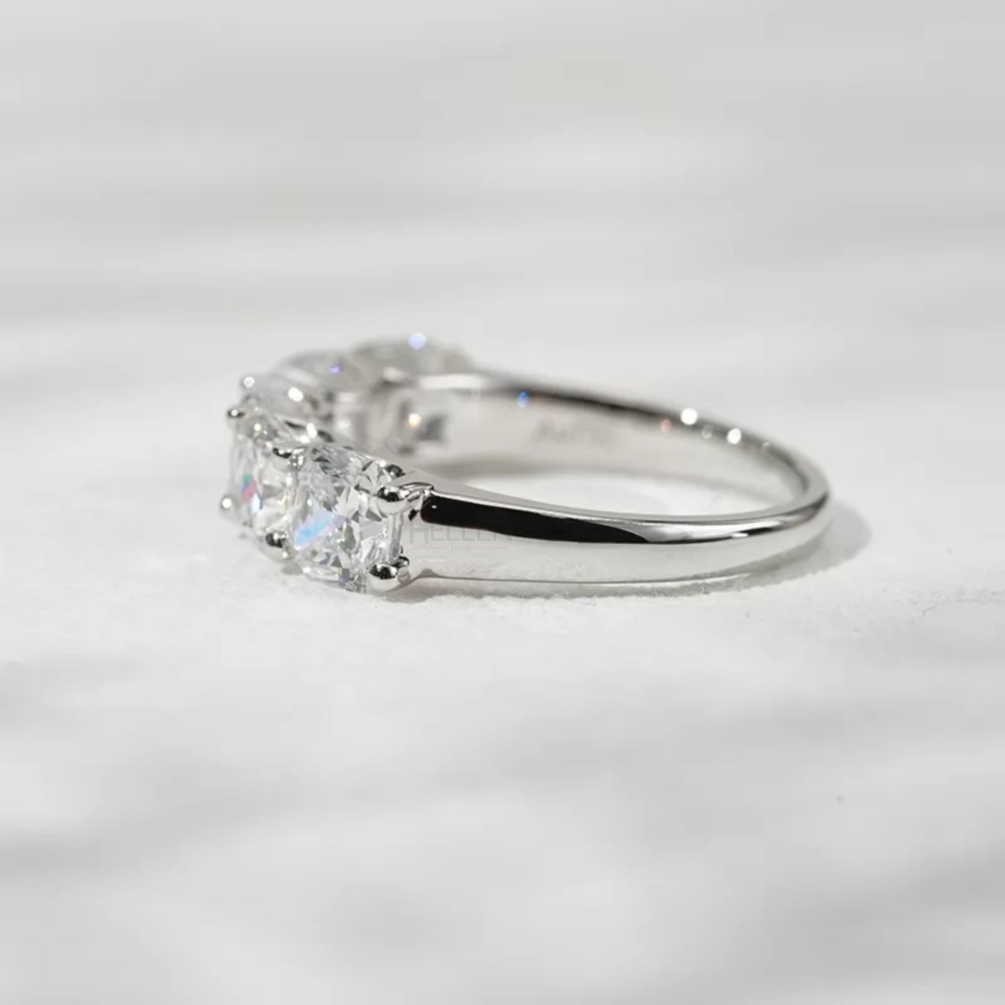 Cushion Cut Five Stone Moissanite Half Eternity Band