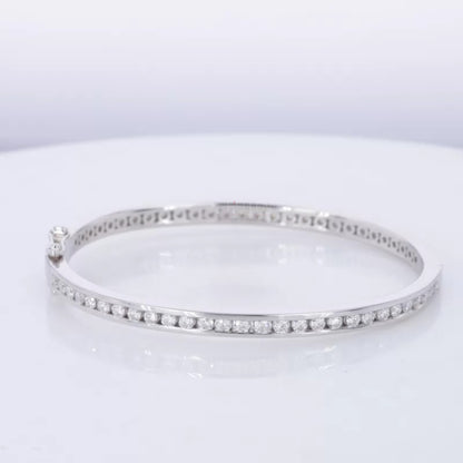 Round Cut Full Channel Setting Moissanite Bangle Bracelet