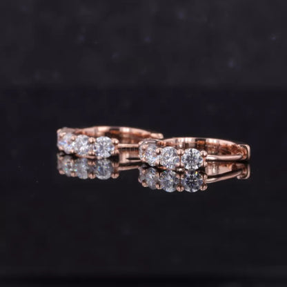 Moissanite Hoop Earrings - Elegant Sterling Silver Huggie Hoops