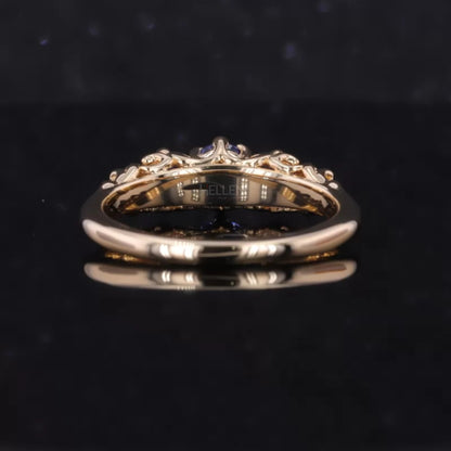 5 stone Purple Sapphire Gemstone Anniversary Ring