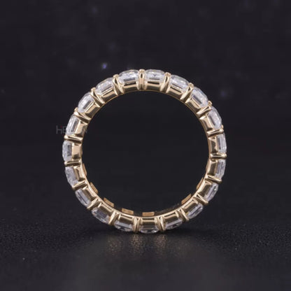 Emerald Cut Full Eternity Wedding Band With strong Common Prongs